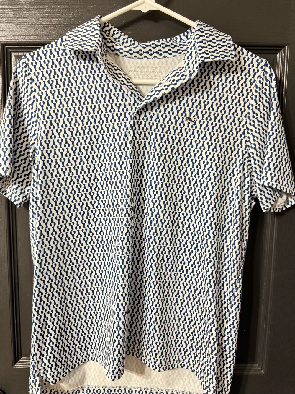 Vineyard Vines White and Blue Patterned Kids Polo